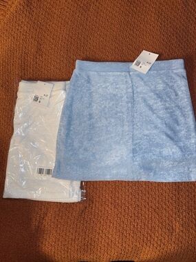 🪼🪽🫧🧊Light Blue & White Plush Mini Skort - Women's Soft A-Line Skort